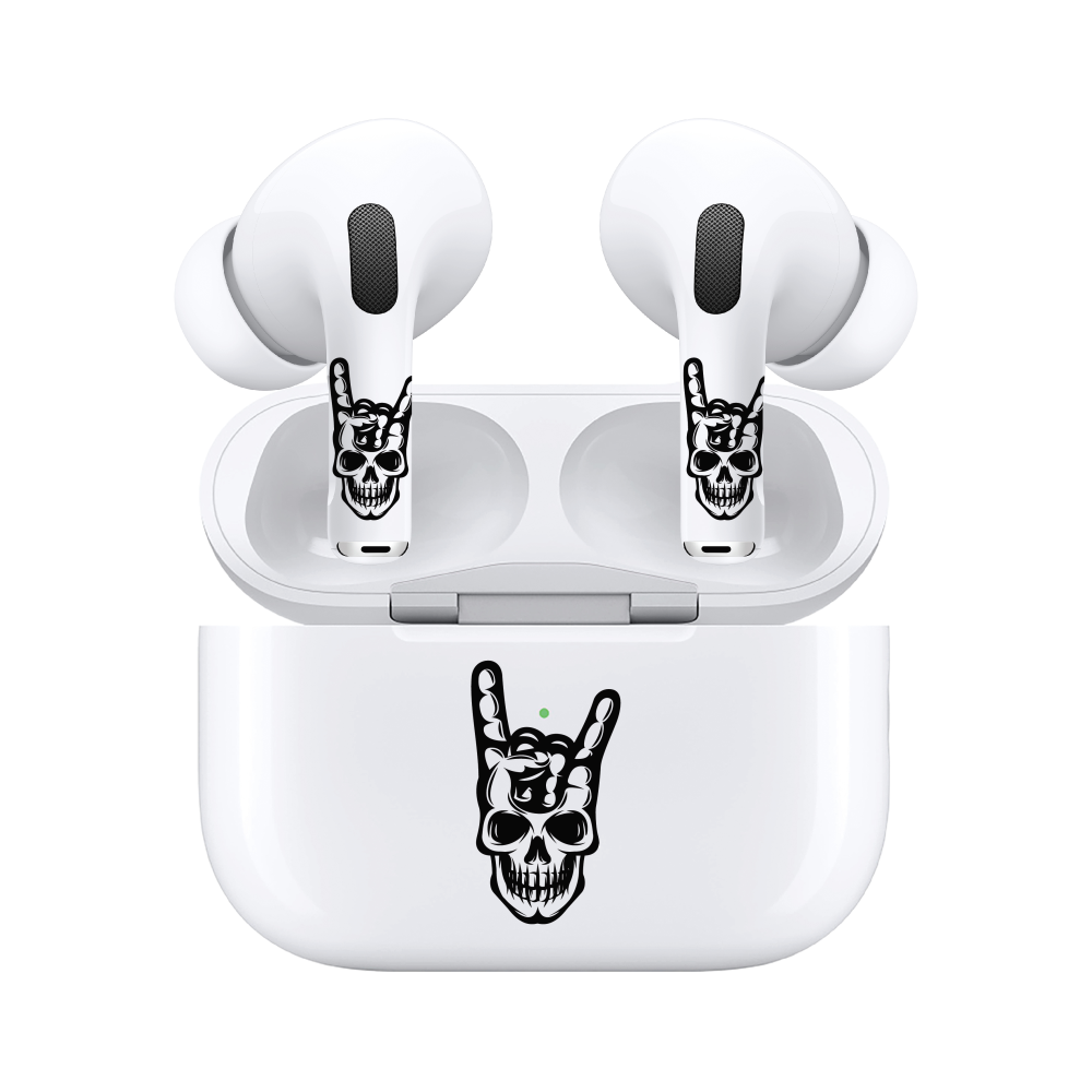 AirSkins - Compatible For AirPods 3 Earbuds & Case, Rock on Skull Headphone Skin