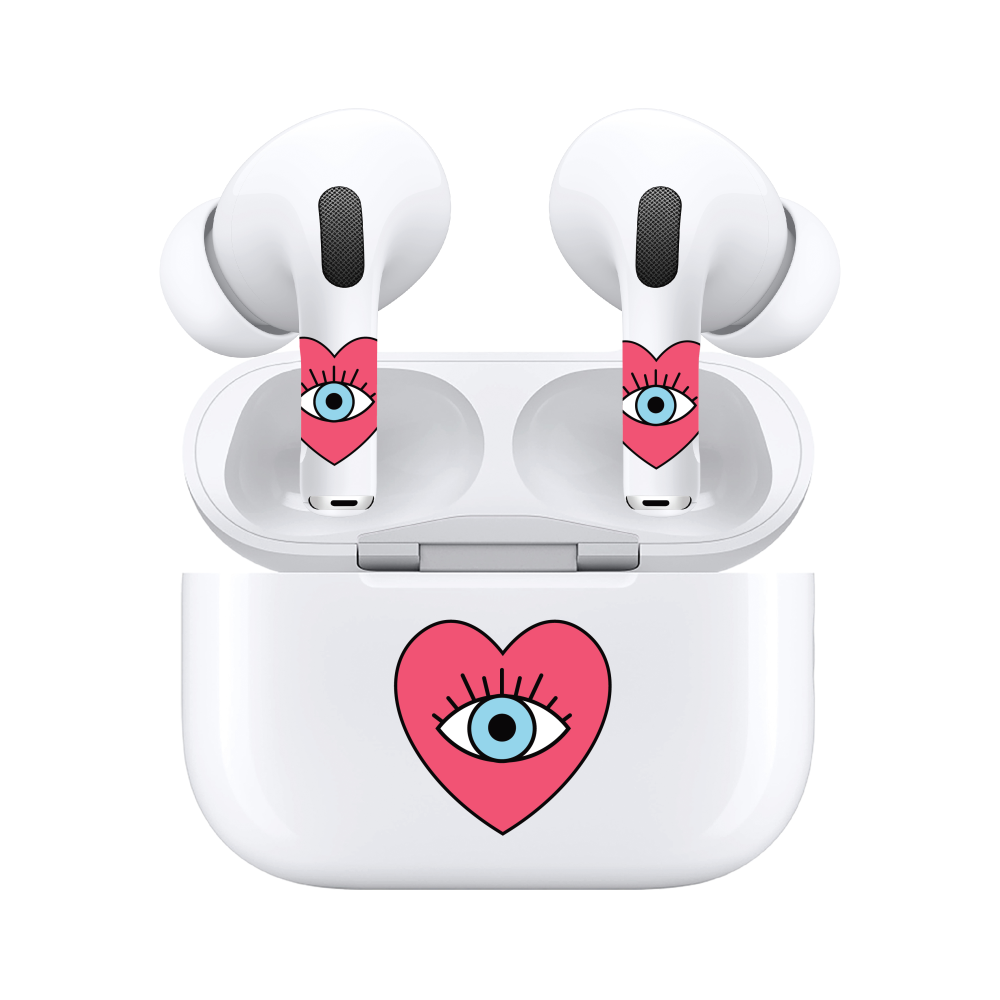 AirSkins - Compatible For AirPods 3 Earbuds & Case, Evil Eye Heart Headphone Skin