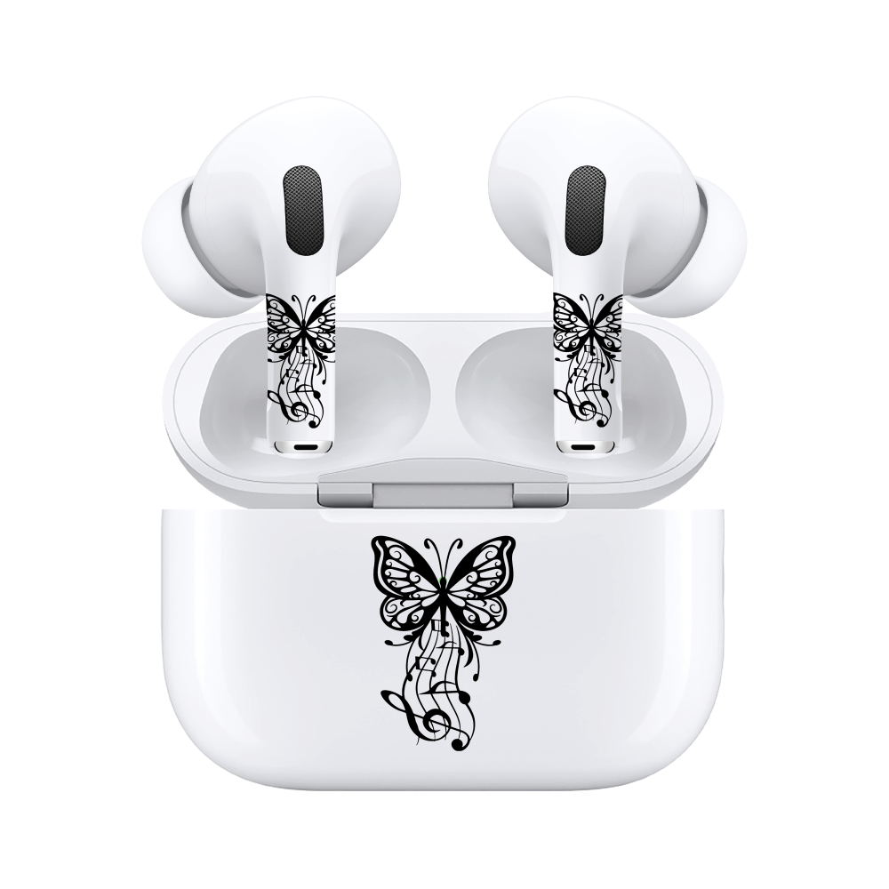 AirSkins - Compatible For AirPods Pro & AirPods Pro 2 Earbuds & Case Butterfly Tunes Headphone Skin