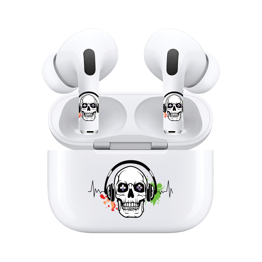 AirSkins - Compatible For AirPods 3 Earbuds & Case, Skeleton with Headphones Headphone Skin