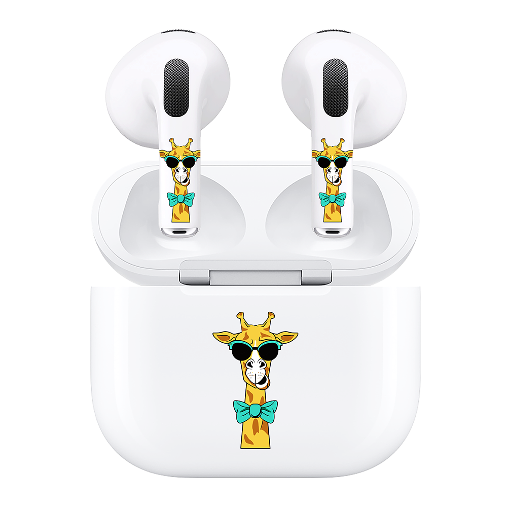 AirSkins - Compatible For AirPods 3 Earbuds & Case, Giraffe with Sunglasses Headphone Skin