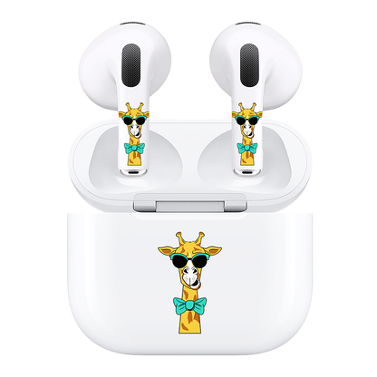 AirSkins - Compatible For AirPods 3 Earbuds & Case, Giraffe with Sunglasses Headphone Skin