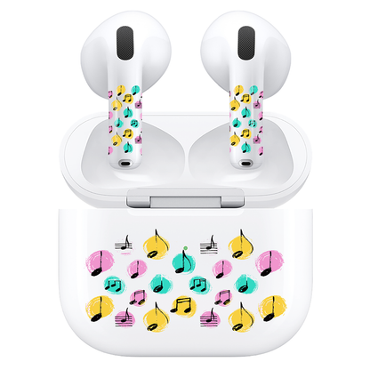 AirSkins - Compatible For AirPods 4 Earbuds & Case, Colorful Tunes Headphone Skin