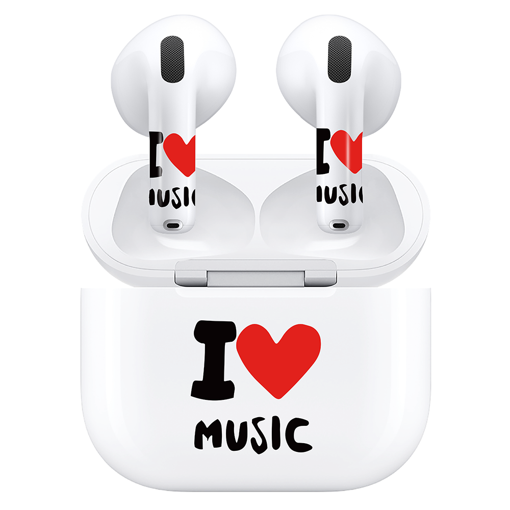 AirSkins - Compatible For AirPods 4 Earbuds & Case, I Heart Music Headphone Skin