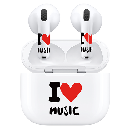 AirSkins - Compatible For AirPods 4 Earbuds & Case, I Heart Music Headphone Skin