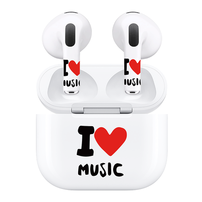 AirSkins - Compatible For AirPods 3 Earbuds & Case, I Heart Music Headphone Skin