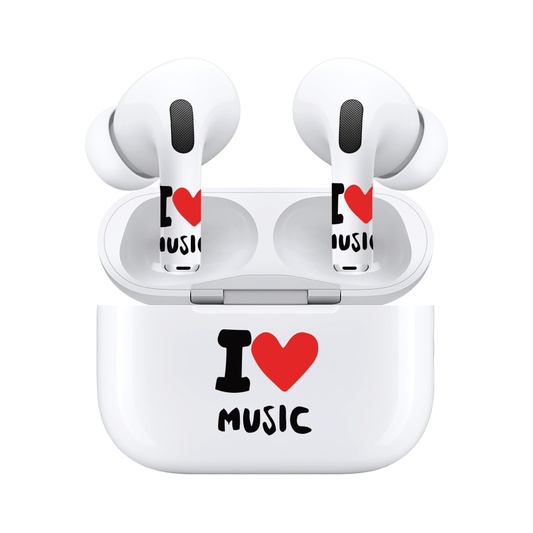 AirSkins - Compatible For AirPods 3 Earbuds & Case, I Heart Music Headphone Skin
