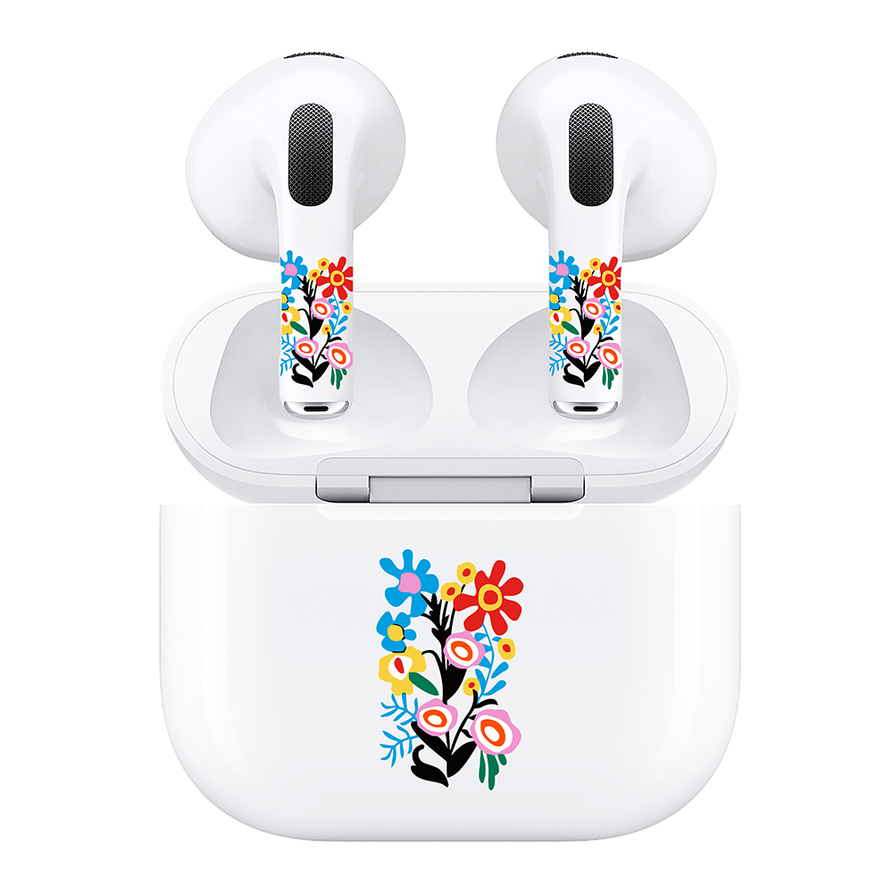 AirSkins - Compatible For AirPods 3 Earbuds & Case, Flowers Headphone Skin