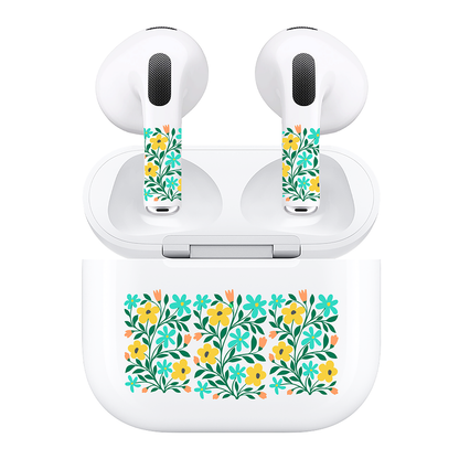 AirSkins - Compatible For AirPods 3 Earbuds & Case, Yellow Flowers Headphone Skin