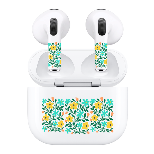 AirSkins - Compatible For AirPods 3 Earbuds & Case, Yellow Flowers Headphone Skin