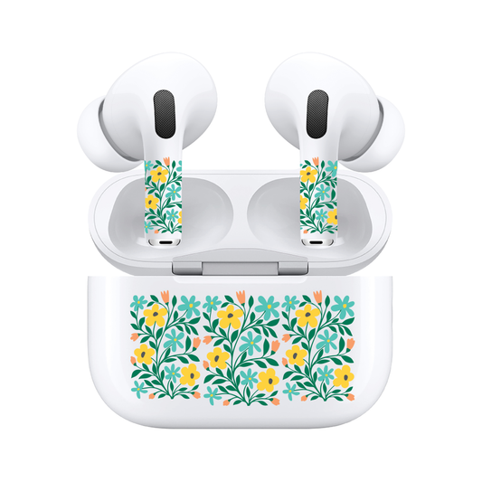 AirSkins - Compatible For AirPods 3 Earbuds & Case, Yellow Flowers Headphone Skin