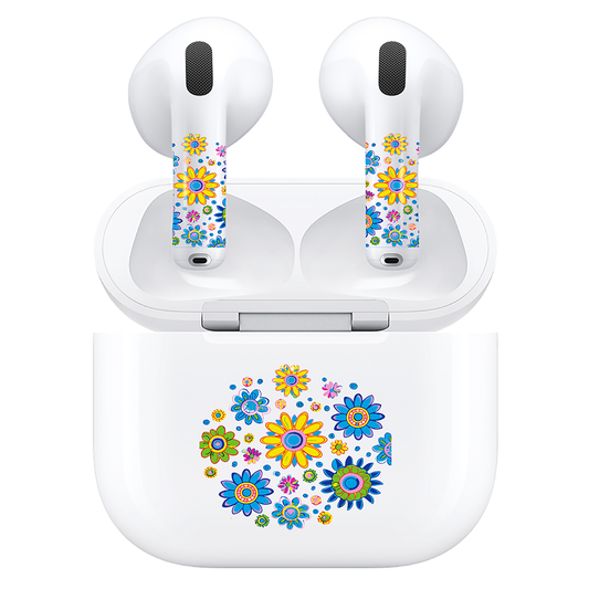 AirSkins - Compatible For AirPods 4 Earbuds & Case Colorful Flowers Headphone Skin