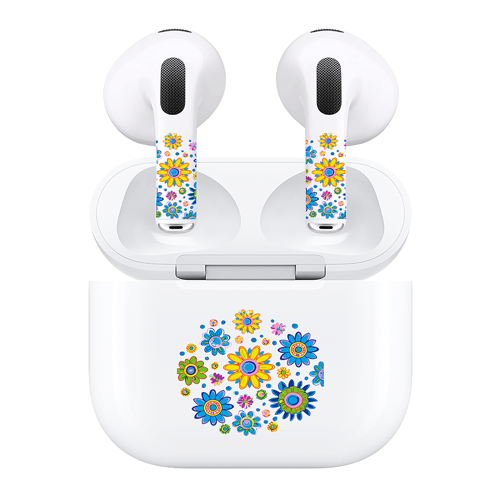 AirSkins - Compatible For AirPods 3 Earbuds & Case Colorful Flowers Headphone Skin