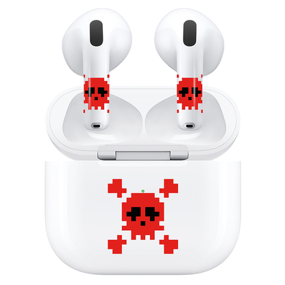 AirSkins - Compatible For AirPods 4 Earbuds & Case, Red Skull Headphone Skin
