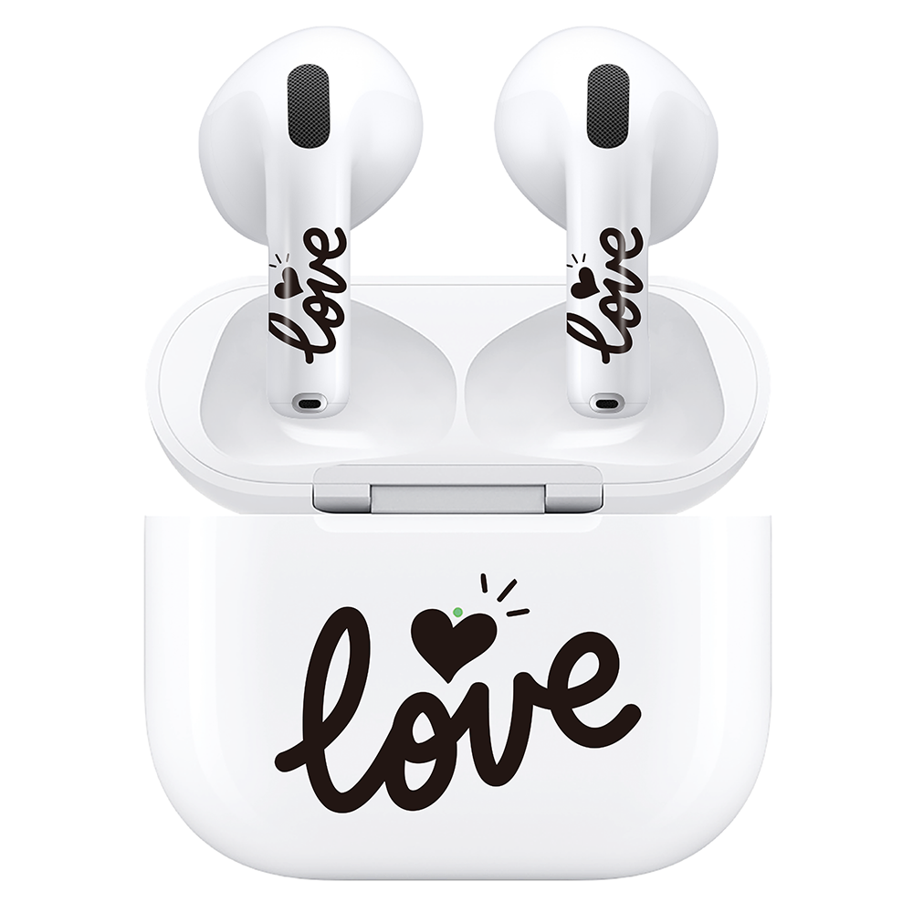 AirSkins - Compatible For AirPods 4 Earbuds & Case, Love in Cursive Headphone Skin