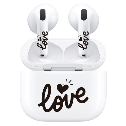 AirSkins - Compatible For AirPods 4 Earbuds & Case, Love in Cursive Headphone Skin