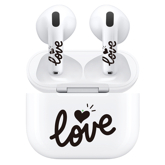 AirSkins - Compatible For AirPods 4 Earbuds & Case, Love in Cursive Headphone Skin