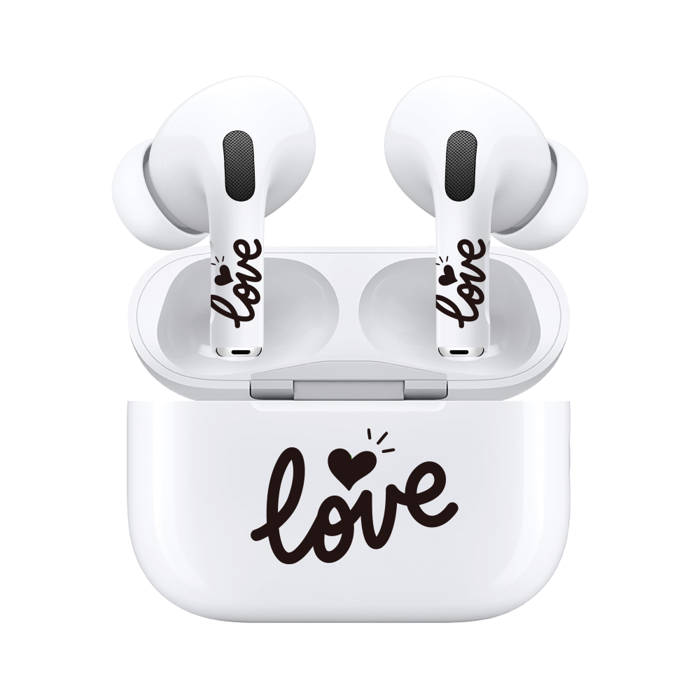 AirSkins - Compatible For AirPods 3 Earbuds & Case, Love in Cursive Headphone Skin