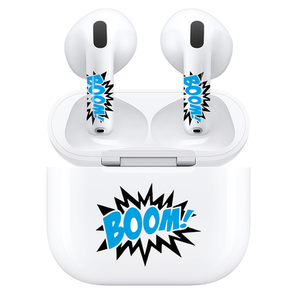 AirSkins - Compatible For AirPods 4 Earbuds & Case BOOM in Blue Headphone Skin