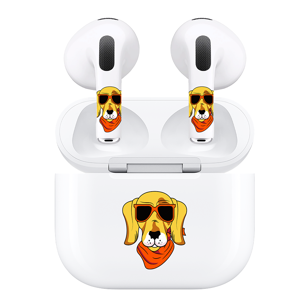 AirSkins - Compatible For AirPods 3 Earbuds & Case, Dog with Sunglasses Headphone Skin