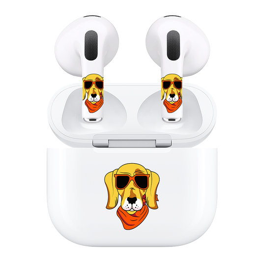 AirSkins - Compatible For AirPods 3 Earbuds & Case, Dog with Sunglasses Headphone Skin