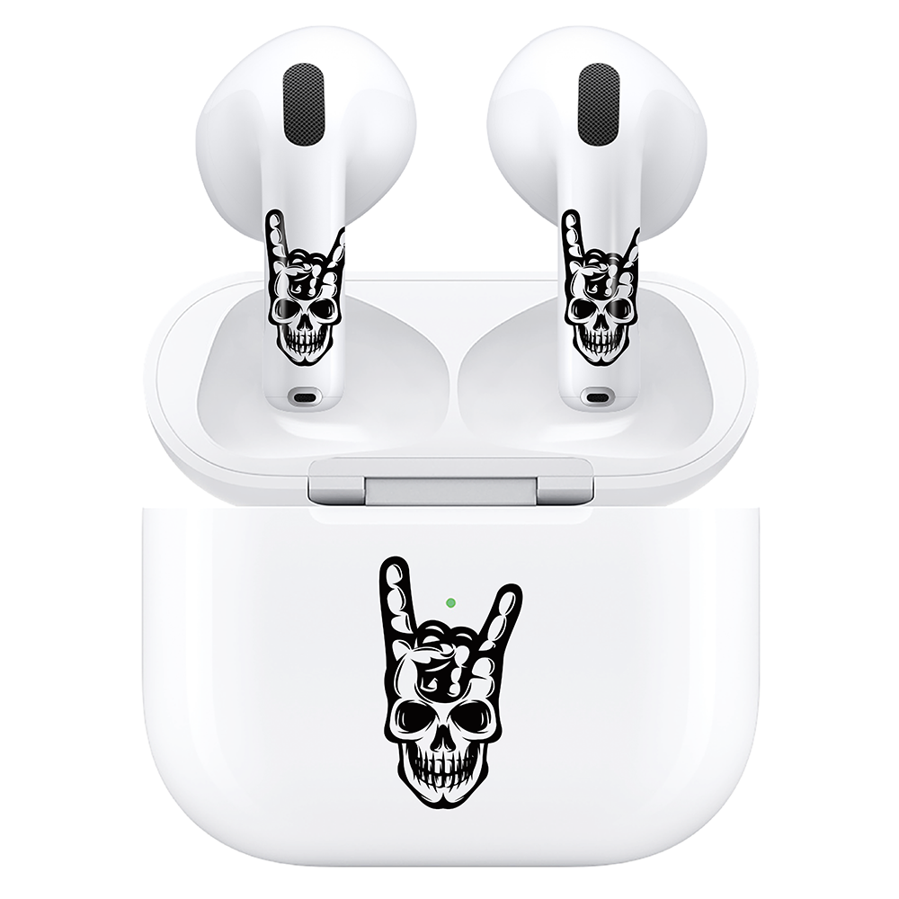 AirSkins - Compatible For AirPods 4 Earbuds & Case, Rock on Skull Headphone Skin
