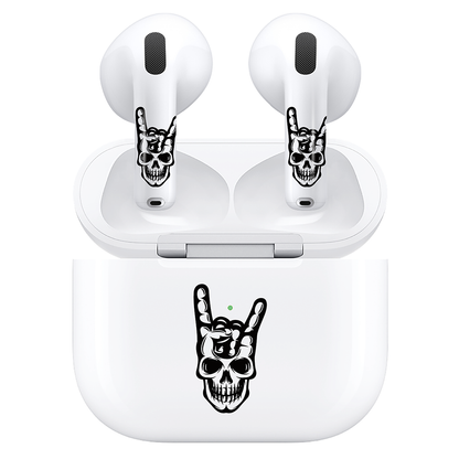 AirSkins - Compatible For AirPods 4 Earbuds & Case, Rock on Skull Headphone Skin