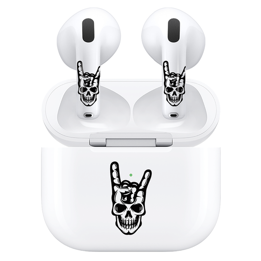 AirSkins - Compatible For AirPods 4 Earbuds & Case, Rock on Skull Headphone Skin