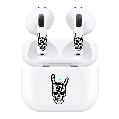 AirSkins - Compatible For AirPods 3 Earbuds & Case, Rock on Skull Headphone Skin