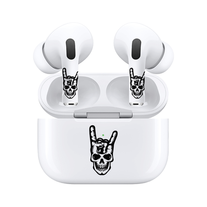 AirSkins - Compatible For AirPods 3 Earbuds & Case, Rock on Skull Headphone Skin