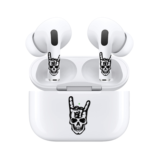 AirSkins - Compatible For AirPods 3 Earbuds & Case, Rock on Skull Headphone Skin