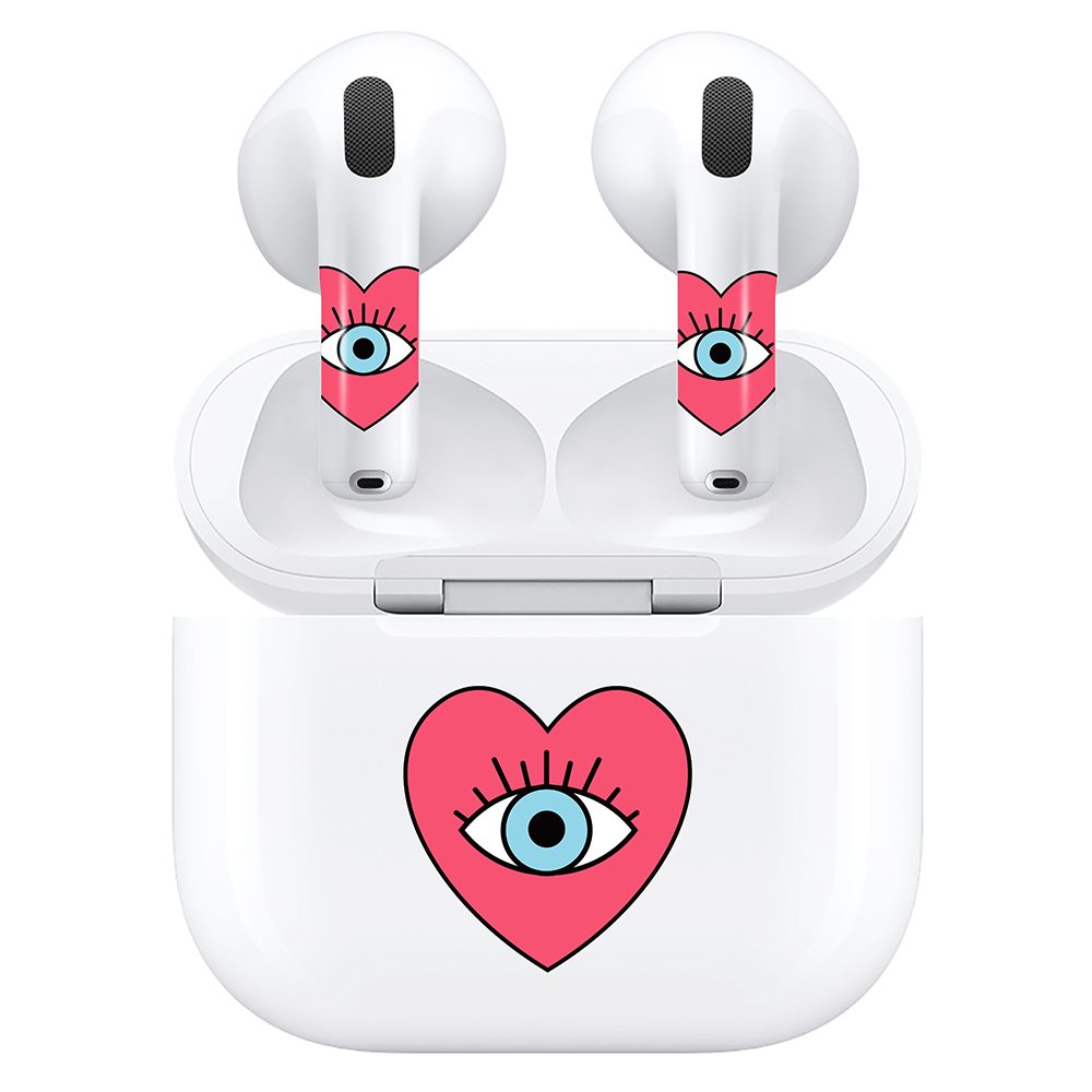 AirSkins - Compatible For AirPods 4 Earbuds & Case, Evil Eye Heart Headphone Skin
