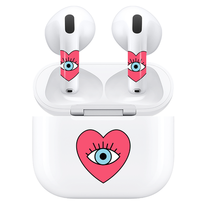 AirSkins - Compatible For AirPods 4 Earbuds & Case, Evil Eye Heart Headphone Skin
