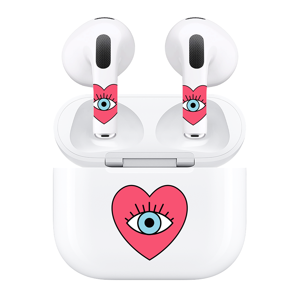 AirSkins - Compatible For AirPods 3 Earbuds & Case, Evil Eye Heart Headphone Skin