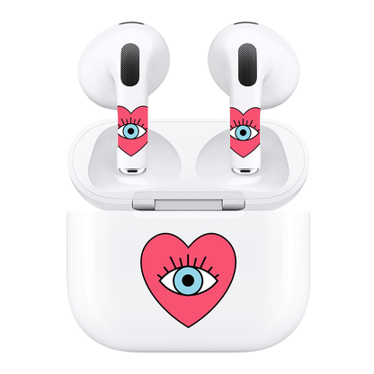 AirSkins - Compatible For AirPods 3 Earbuds & Case, Evil Eye Heart Headphone Skin