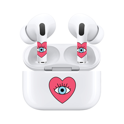 AirSkins - Compatible For AirPods 3 Earbuds & Case, Evil Eye Heart Headphone Skin