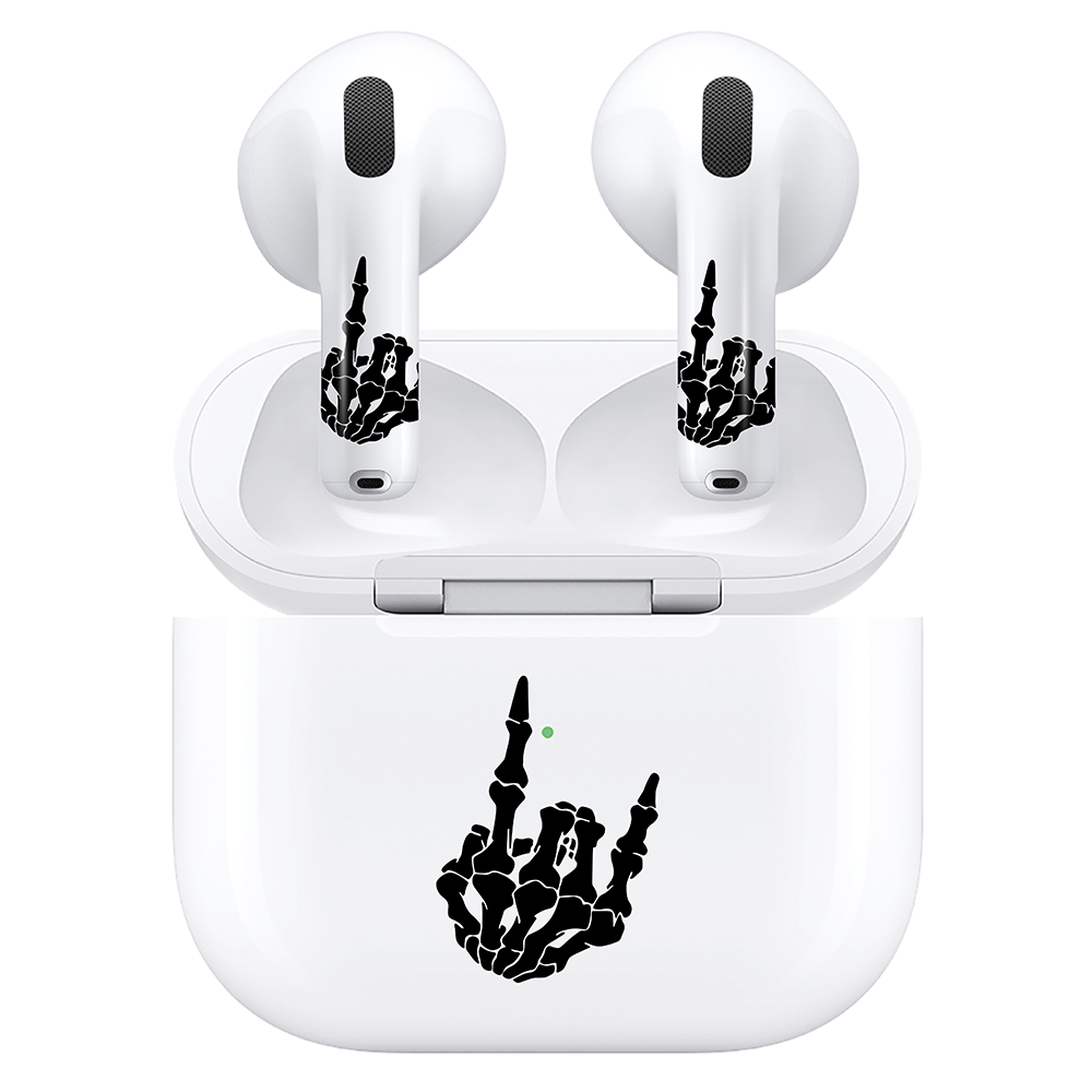 AirSkins - Compatible For AirPods 4 Earbuds & Case, Rock on Skeleton Headphone Skin