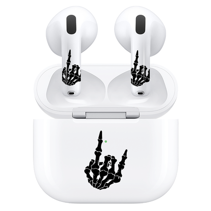 AirSkins - Compatible For AirPods 4 Earbuds & Case, Rock on Skeleton Headphone Skin