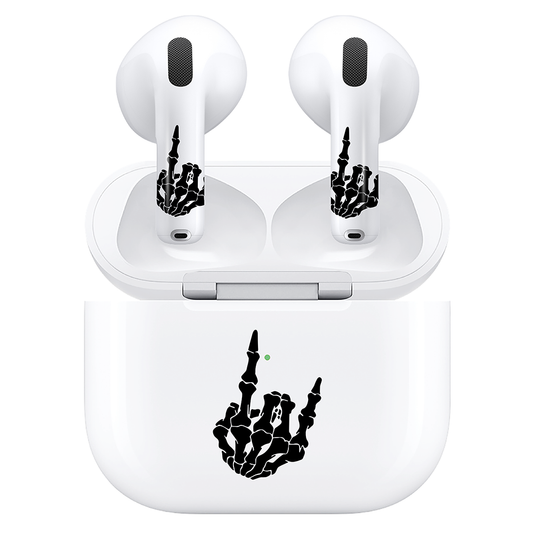 AirSkins - Compatible For AirPods 4 Earbuds & Case, Rock on Skeleton Headphone Skin