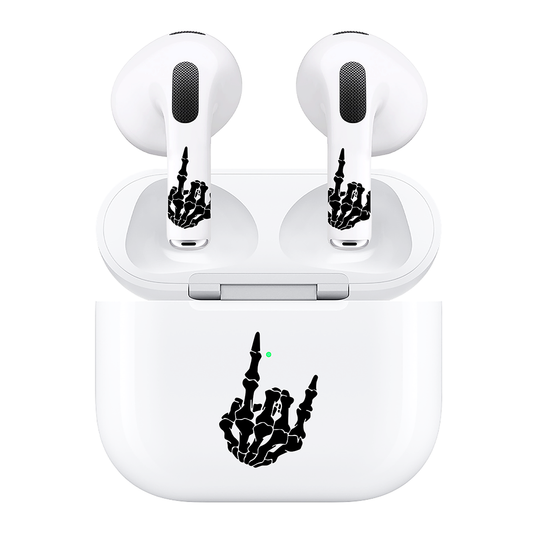 AirSkins - Compatible For AirPods 3 Earbuds & Case, Rock on Skeleton Headphone Skin