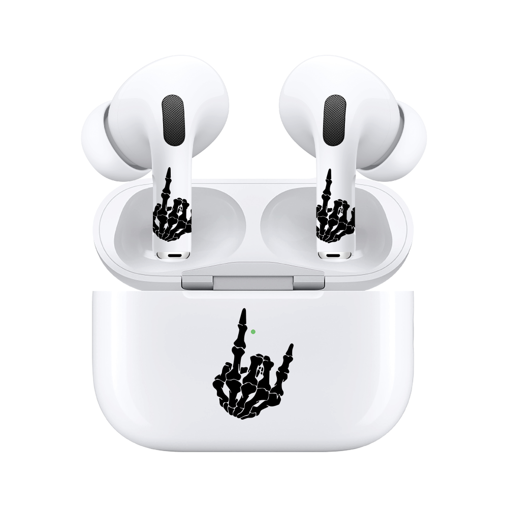 AirSkins - Compatible For AirPods 3 Earbuds & Case, Rock on Skeleton Headphone Skin