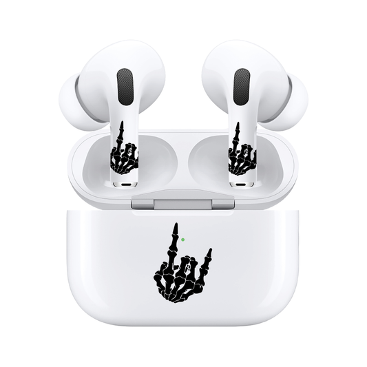 AirSkins - Compatible For AirPods 3 Earbuds & Case, Rock on Skeleton Headphone Skin