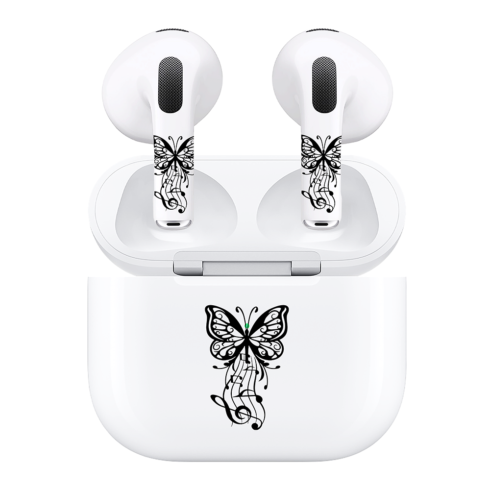 AirSkins - Compatible For AirPods 3 Earbuds & Case Butterfly Tunes Headphone Skin
