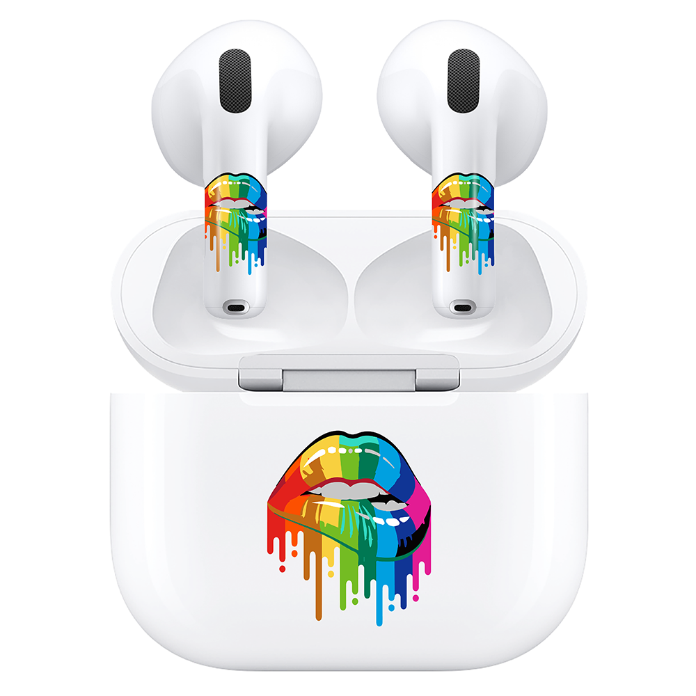 AirSkins - Compatible For AirPods 4 Earbuds & Case, Rainbow Lips Headphone Skin
