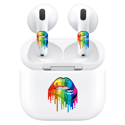 AirSkins - Compatible For AirPods 4 Earbuds & Case, Rainbow Lips Headphone Skin