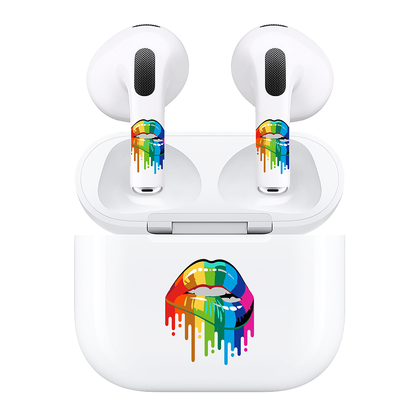 AirSkins - Compatible For AirPods 3 Earbuds & Case, Rainbow Lips Headphone Skin
