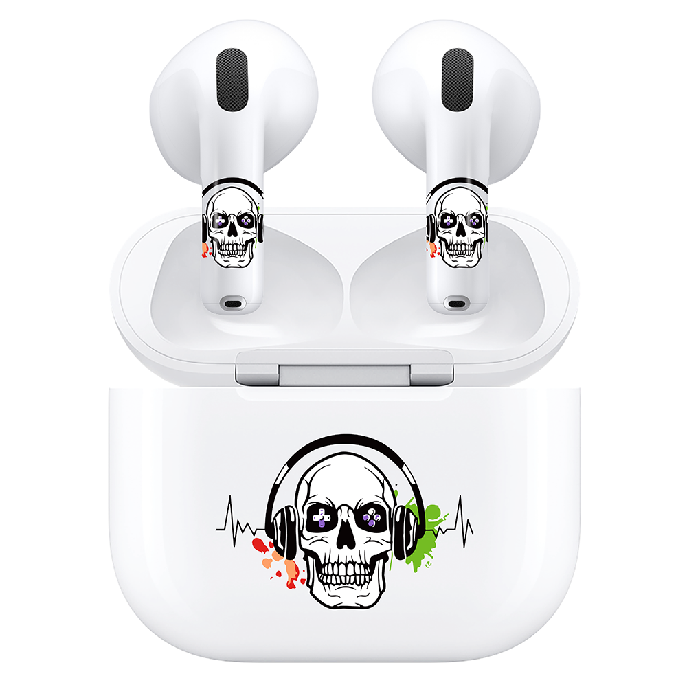 AirSkins - Compatible For AirPods 4 Earbuds & Case, Skeleton with Headphones Headphone Skin