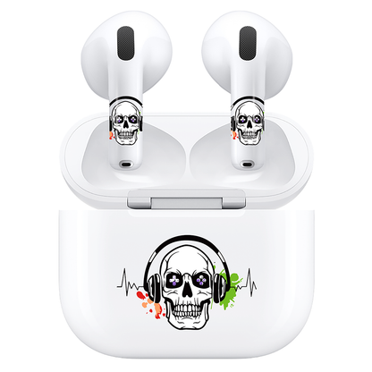 AirSkins - Compatible For AirPods 4 Earbuds & Case, Skeleton with Headphones Headphone Skin