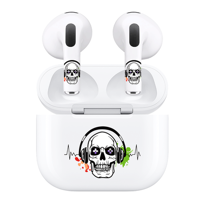 AirSkins - Compatible For AirPods 3 Earbuds & Case, Skeleton with Headphones Headphone Skin