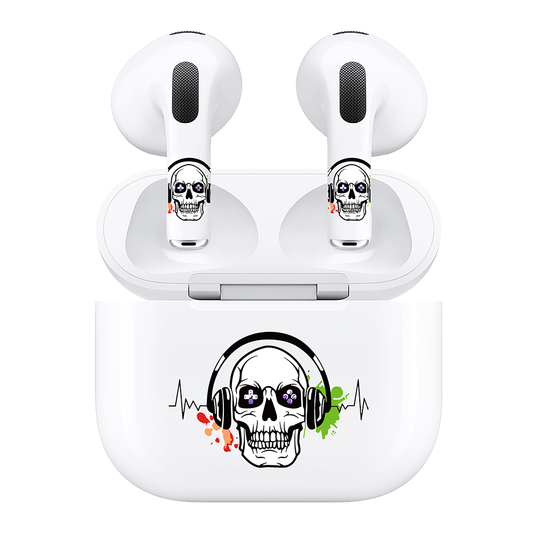 AirSkins - Compatible For AirPods 3 Earbuds & Case, Skeleton with Headphones Headphone Skin